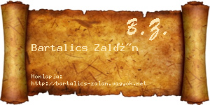 Bartalics Zalán névjegykártya